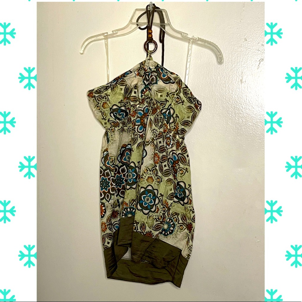 Green flowered sleeveless top